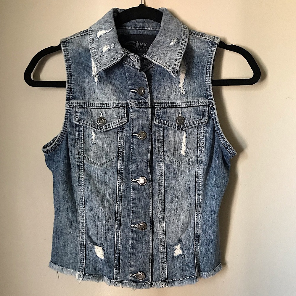 Cute, Distressed Denim Vest by Silver Jeans in S